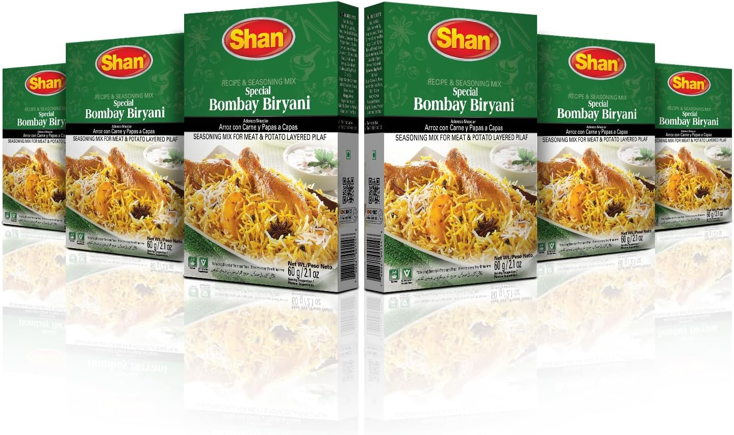 Shan - Special Bombay Biryani Seasoning Mix (60g) - Spice Packets for Spicy Meat Pilaf (Pack of 6)