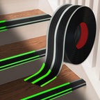 [Glow in The Dark] Stair Edge Trim Protector, Rubber Anti-Slip Stair Nosing, Waterproof & Self-Adhesive Stair Edge Protector for Indoor & Outdoor Safety (Black, 3.3FT)