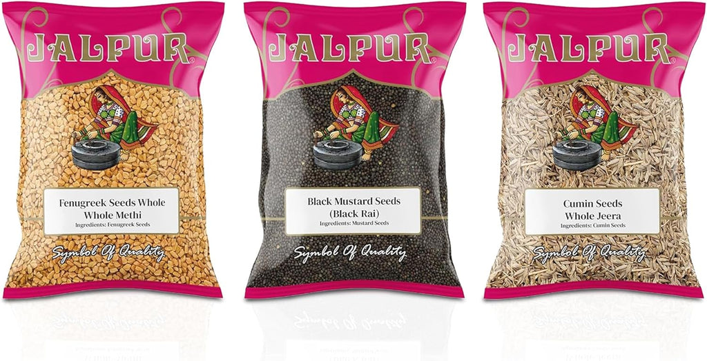 Jalpur Millers Spice Combo Pack - Fenugreek Seeds 100g - Black Mustard Seeds 100g - Cumin Seeds 100g (3 Pack)