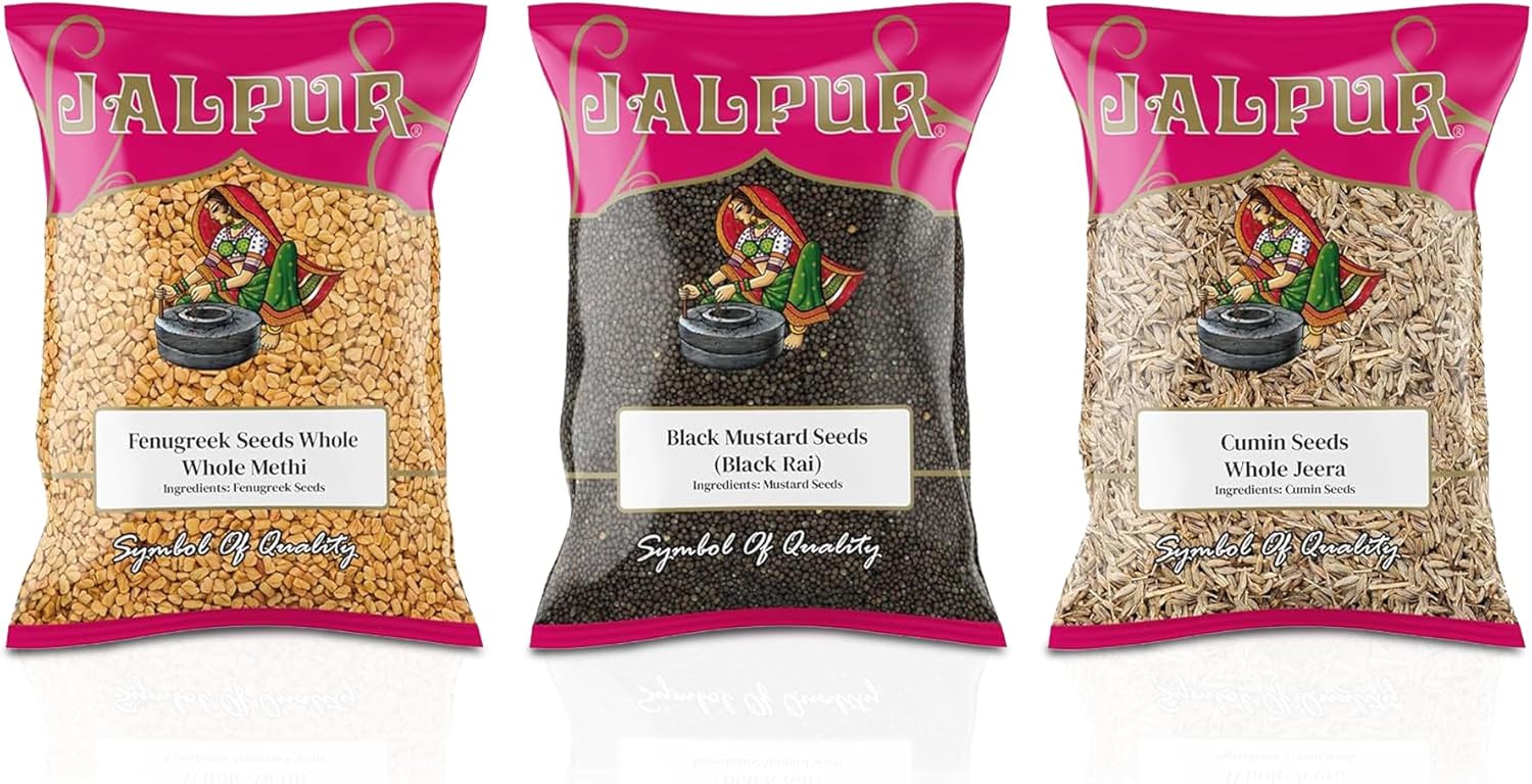 Jalpur Millers Spice Combo Pack - Fenugreek Seeds 100g - Black Mustard Seeds 100g - Cumin Seeds 100g (3 Pack)