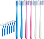 V-Shaped Orthodontic Toothbrush for Braces, Soft Bristles, 6 Count, with Interdental Brushes
