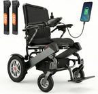 40 Miles Long Range Electric Wheelchair for Adults, Foldable Motorized Wheelchair with 2 Removable 15Ah Batteries, All Terrain Power Wheelchairs for Senior, Black (Black, 2 * 15Ah)