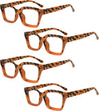 Eyekepper 4 Pack Ladies Reading Glasses - Oversized Square Design Readers for Women Tortoise +2.00