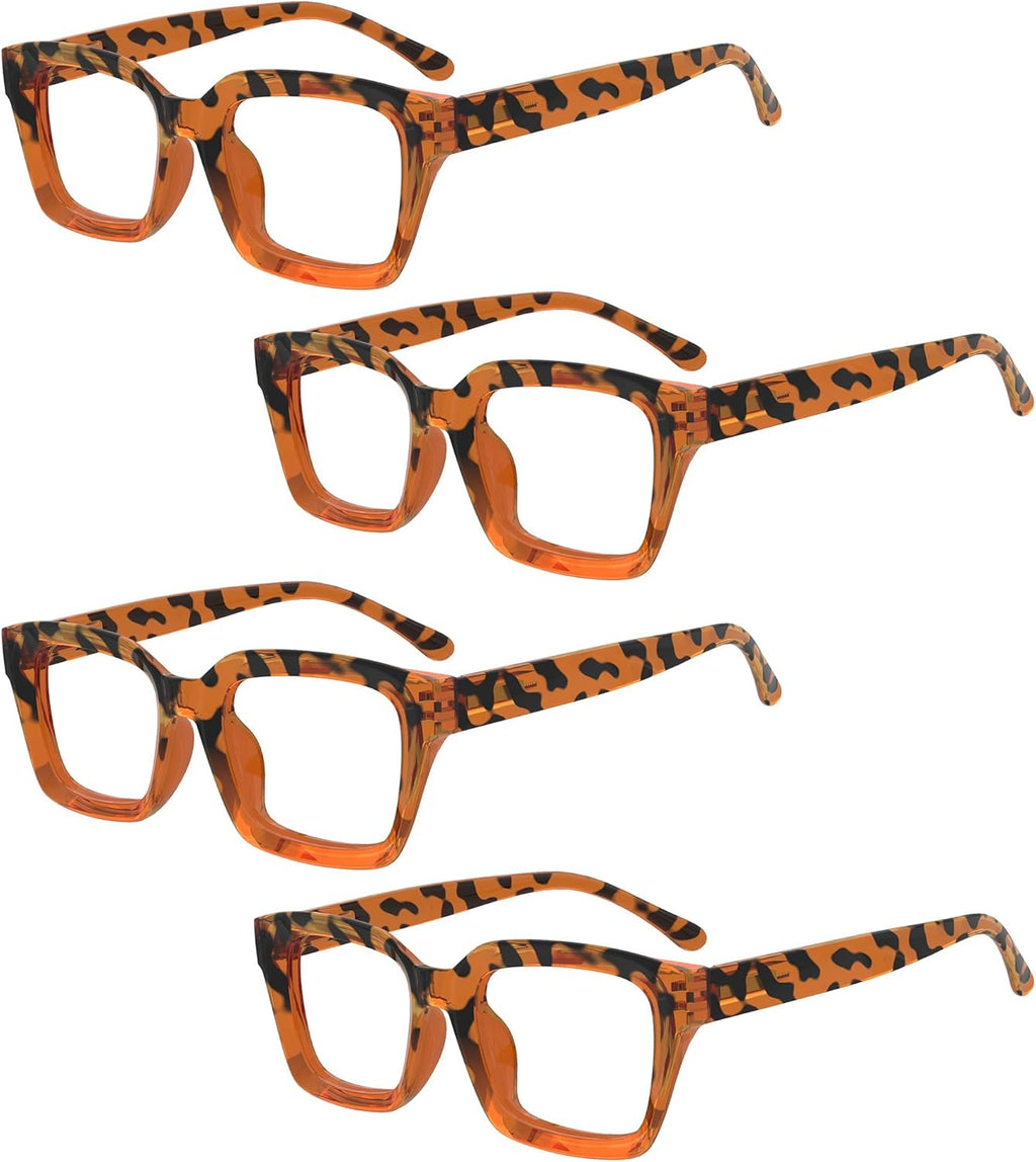 Eyekepper 4 Pack Ladies Reading Glasses - Oversized Square Design Readers for Women Tortoise