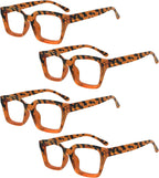 Eyekepper 4 Pack Ladies Reading Glasses - Oversized Square Design Readers for Women Tortoise