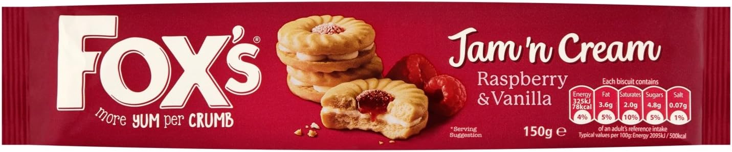 Fox’s Jam ‘N Cream Raspberry & Vanilla- 150g