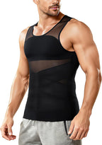 Nebility Mens Compression Shirt for Gynecomastia - Slimming Undershirts Body Shaper Vest Mesh Shapewear Workout Tank Tops