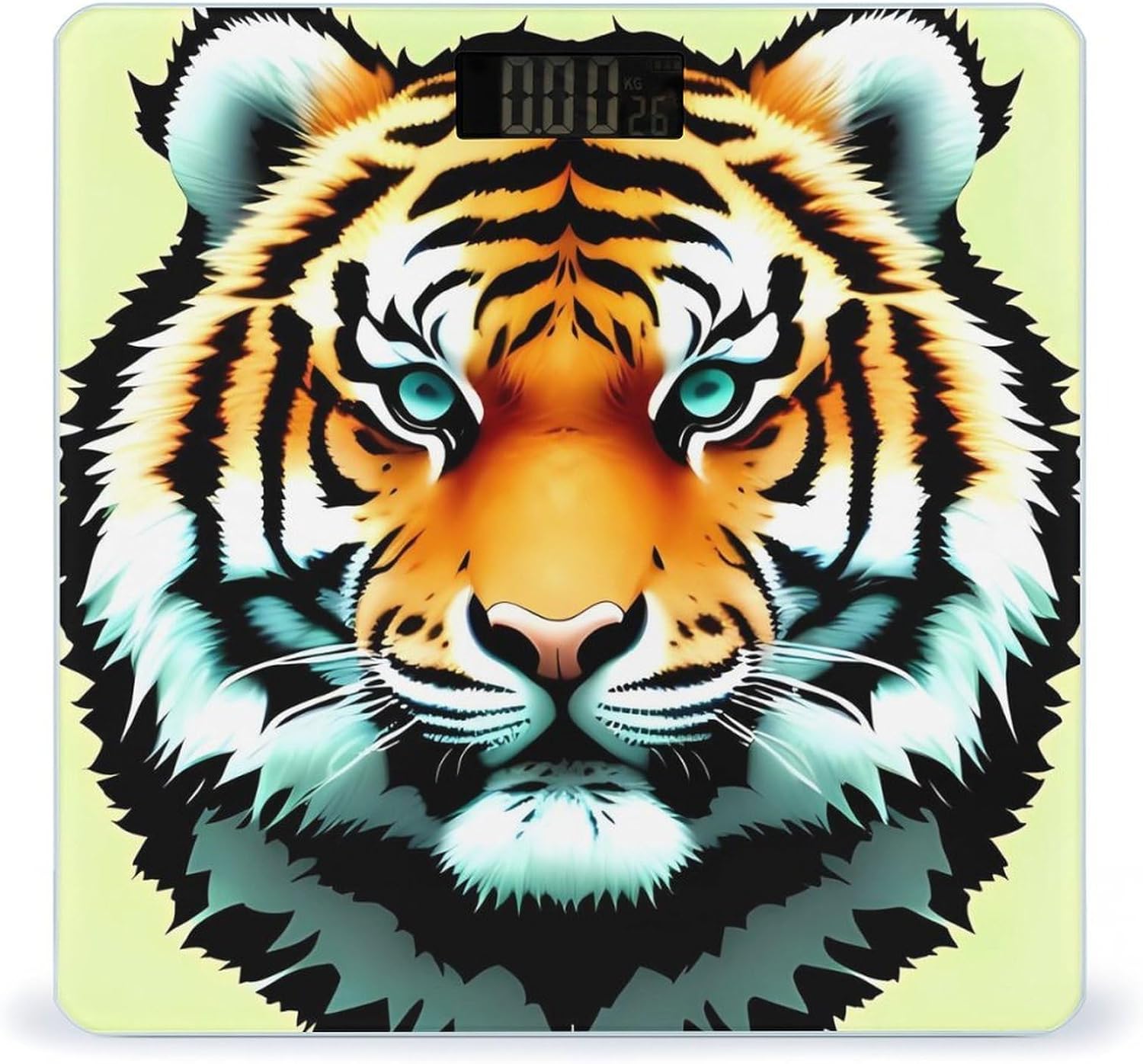 Little Fat Tiger Head Scale for Body Weight High Precision Digital Weight Scales with LCD Display Anti-Slip Sturdy Slim Tempered Glass Bathroom Scale for Home Use