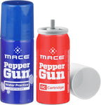 Mace Pepper Spray - Max Police Strength OC & Water Training Cartridge Set for Pepper Gun 2.0, 0.99oz/ea, Long Range Protection Up to 25 Feet, Personal Protection Self Defense Spray for Women & Men