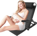 Adjustable Bed Backrest with Armrest - 8 Angle Positions, Heavy Duty 330lbs, Portable Foldable Design, Steel Frame & Oxford Fabric for Reading, Watching TV, Elderly (Black)