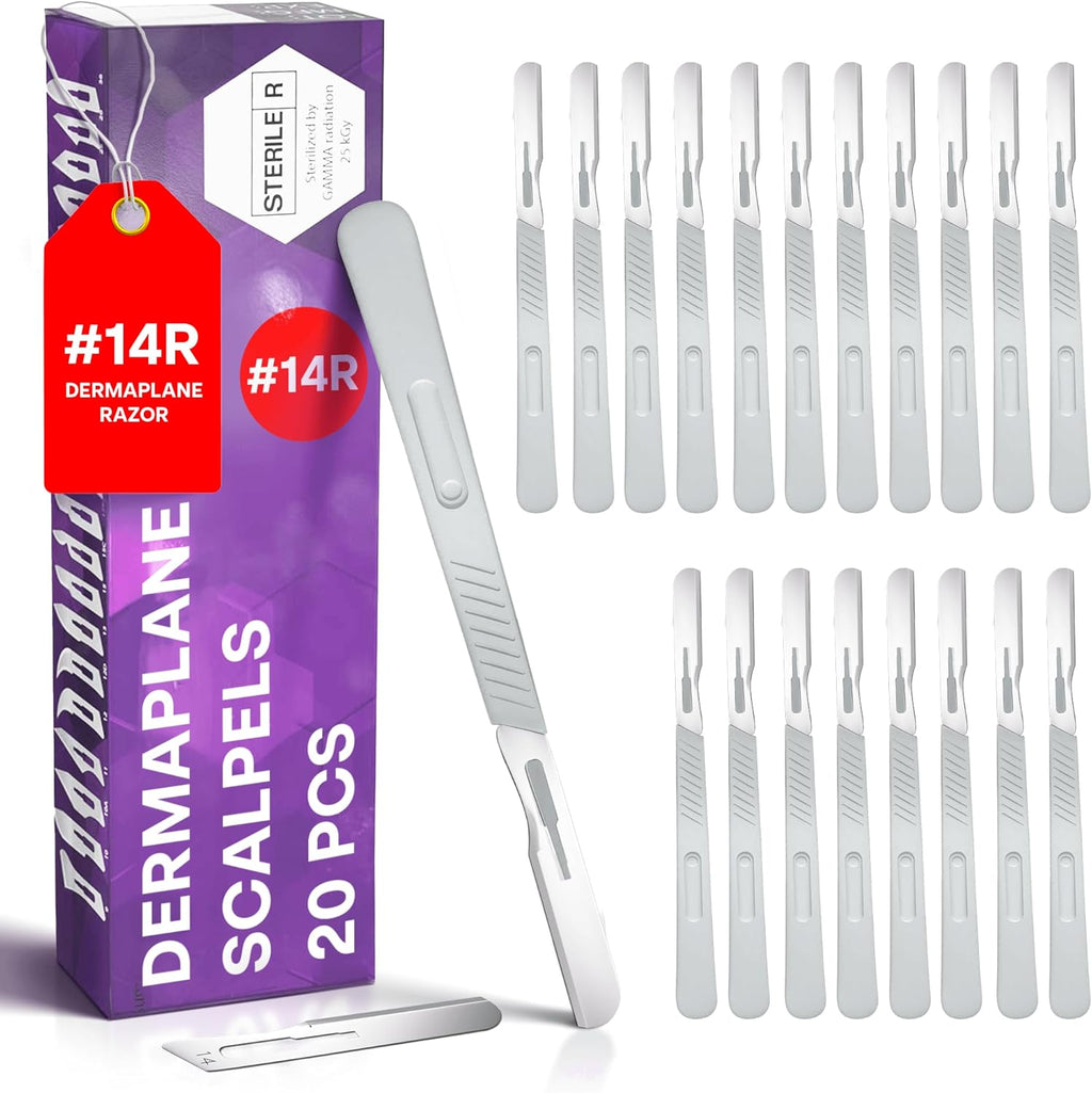 MyMed Disposable 14R Dermaplaning Razors - Pack of 20 Dermaplane Razor for Women Face, Dermaplane Scalpels Dermaplaning Tool for Face