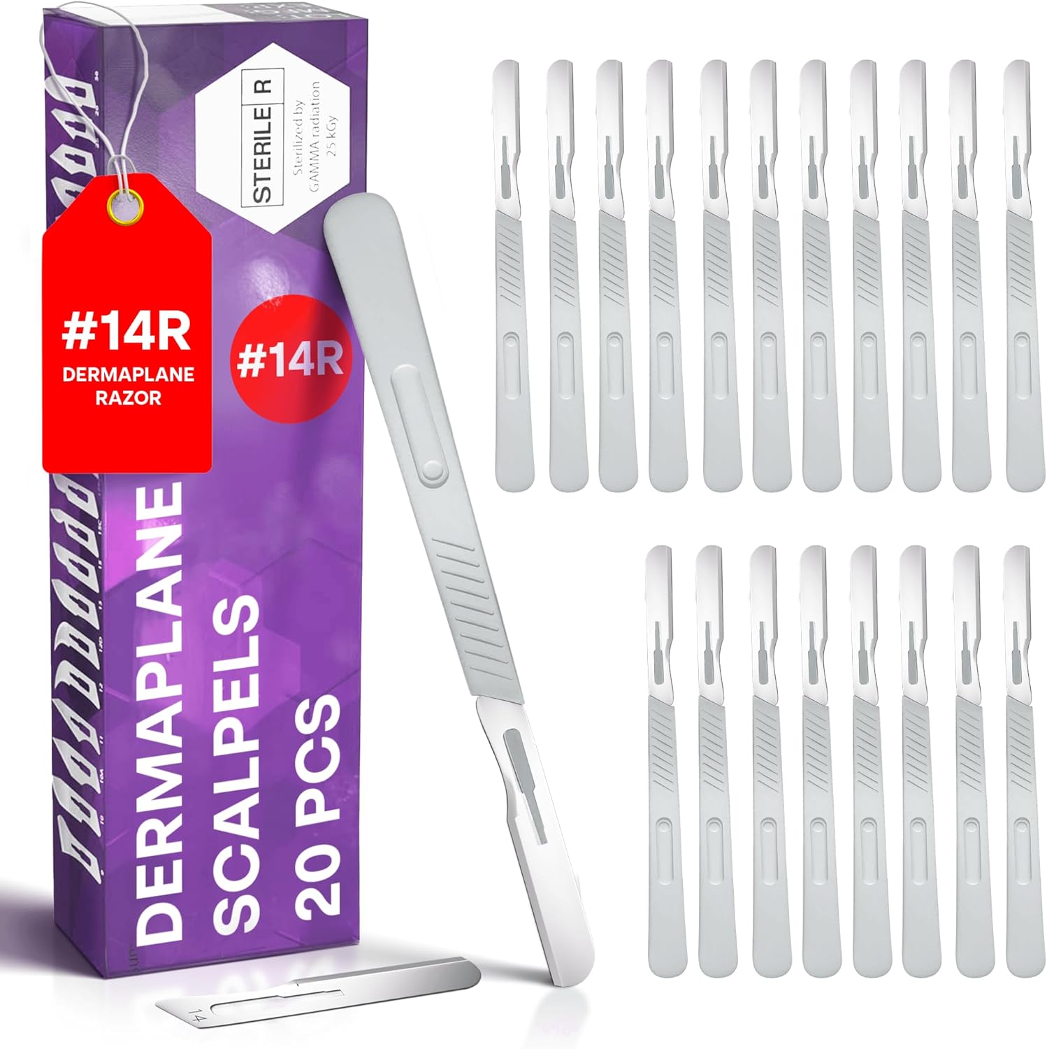 MyMed Disposable 14R Dermaplaning Razors - Pack of 20 Dermaplane Razor for Women Face, Dermaplane Scalpels Dermaplaning Tool for Face