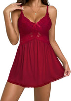 Sexy Ruffle Floral Lace Night Gown Babydoll Lingerie Dress One Piece