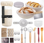 Sourdough Starter Kit-21 Piece Ultimate Bread Baking Supplies Set with Banneton Proofing Basket (9" Round & 10" Oval), Dough Jar, Bread Lame, Whisk & Tools, Complete Sourdough Kit for Beginners