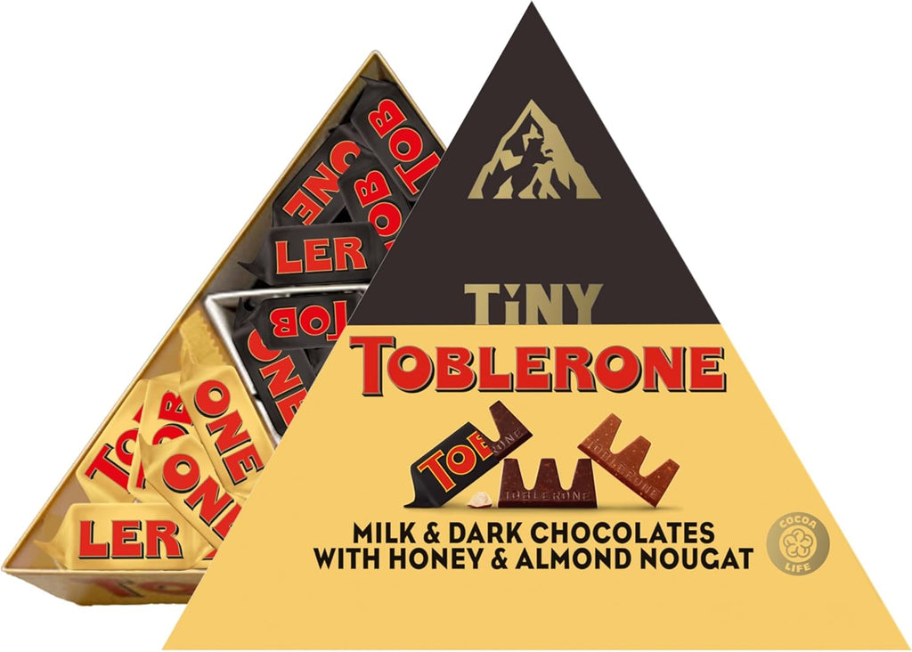 TOBLERONE Tiny Assorted Chocolate Bars Variety Pack (Milk & Dark), 1 Gift Box (25 Pieces)