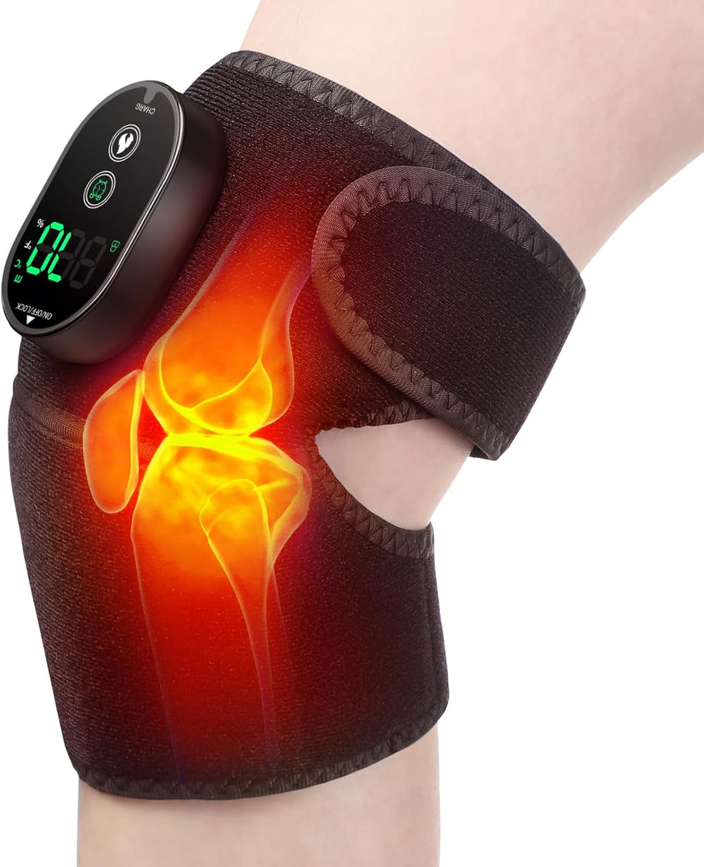 Cordless Heated Knee Brace, Knee Heating Pad for Pain Relief, Heating Pad for Knee Pain Relief, Knee Brace for Knee Pain, 3000mAh Battery Operated Knee Wrap, 6 Heat Levels, 4 Timers, Black