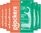 Plackers Micro Line Dental Floss Picks, Fold-Out FlipPick, Tuffloss, Easy Storage with Sure-Zip Seal, Fresh Mint Flavor, 90 Count (6 Pack)