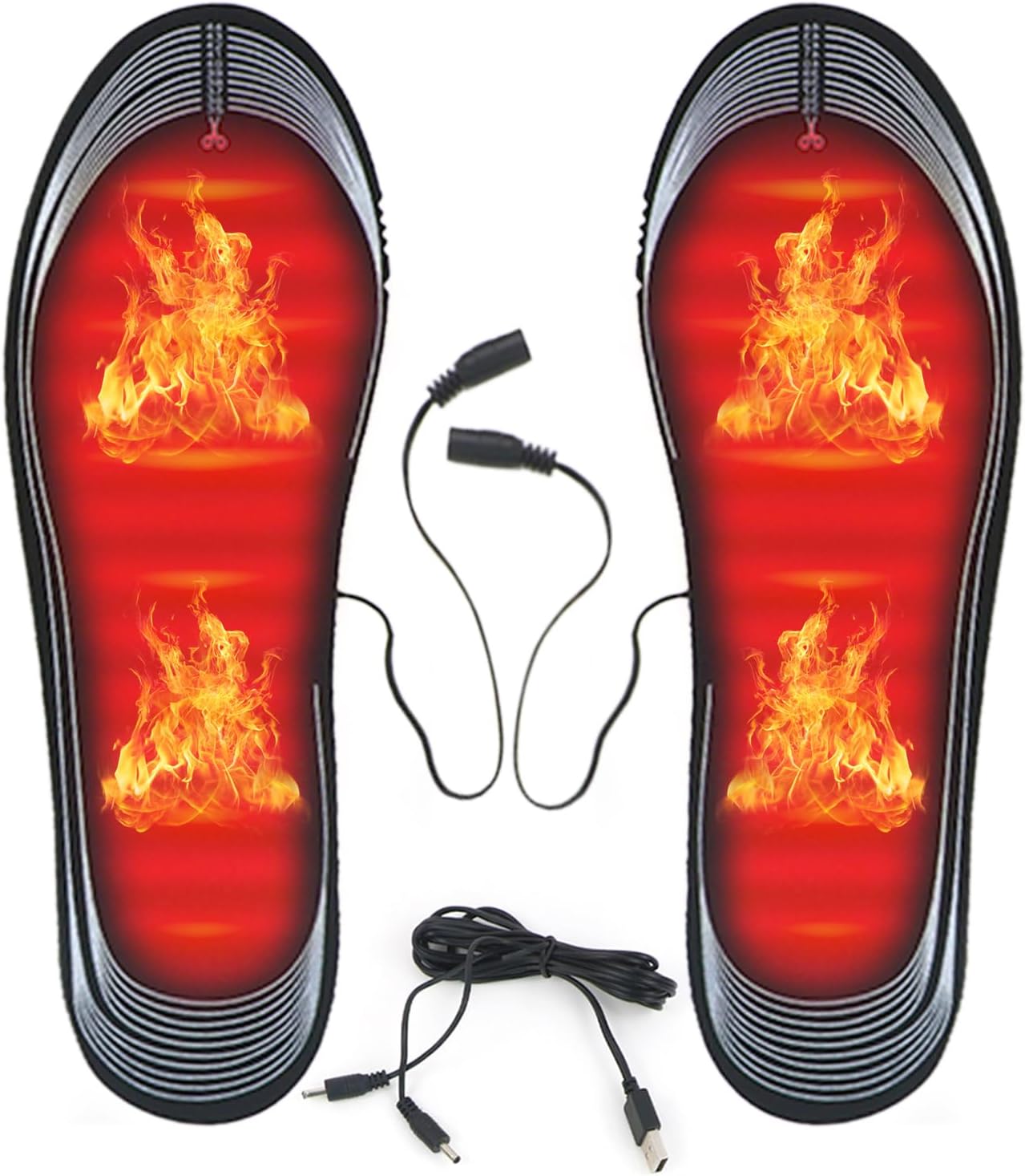 USB Heated Insoles Rechargeable Heating Insoles Multiple Sizes Electric Foot Warmer Mat for Camping, Fishing, Hiking