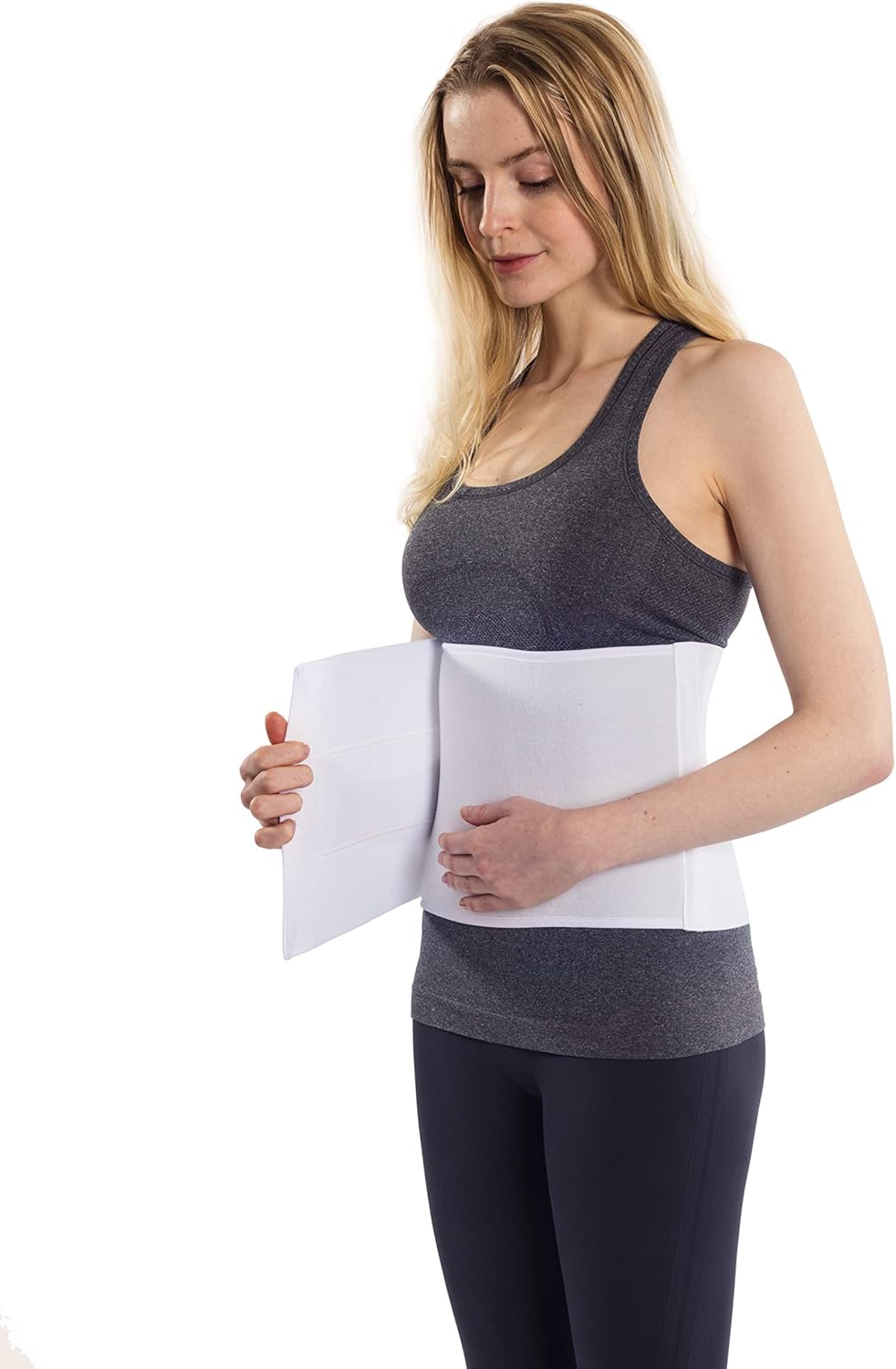NYOrtho Abdominal Binder for Women - Soft Belly Wrap for Post-Surgery Recovery, Swelling, Hernia & Core Support - Plush, Adjustable, Latex-Free Compression Belt - 3 Panel 9" High - Small 30"-45"