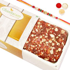 Ghasitaram Gifts Rakhi Gifts for Brothers Rakhi Sweets - Sugarfree Anjeer/ Figs Cake with Pearl Beads Rakhi