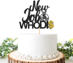 New Job Who Dis Cake Topper, Congrats New Job, Congratulations, Glittery Going Away the Beginning of a New Chapter Party Decorations Supplies