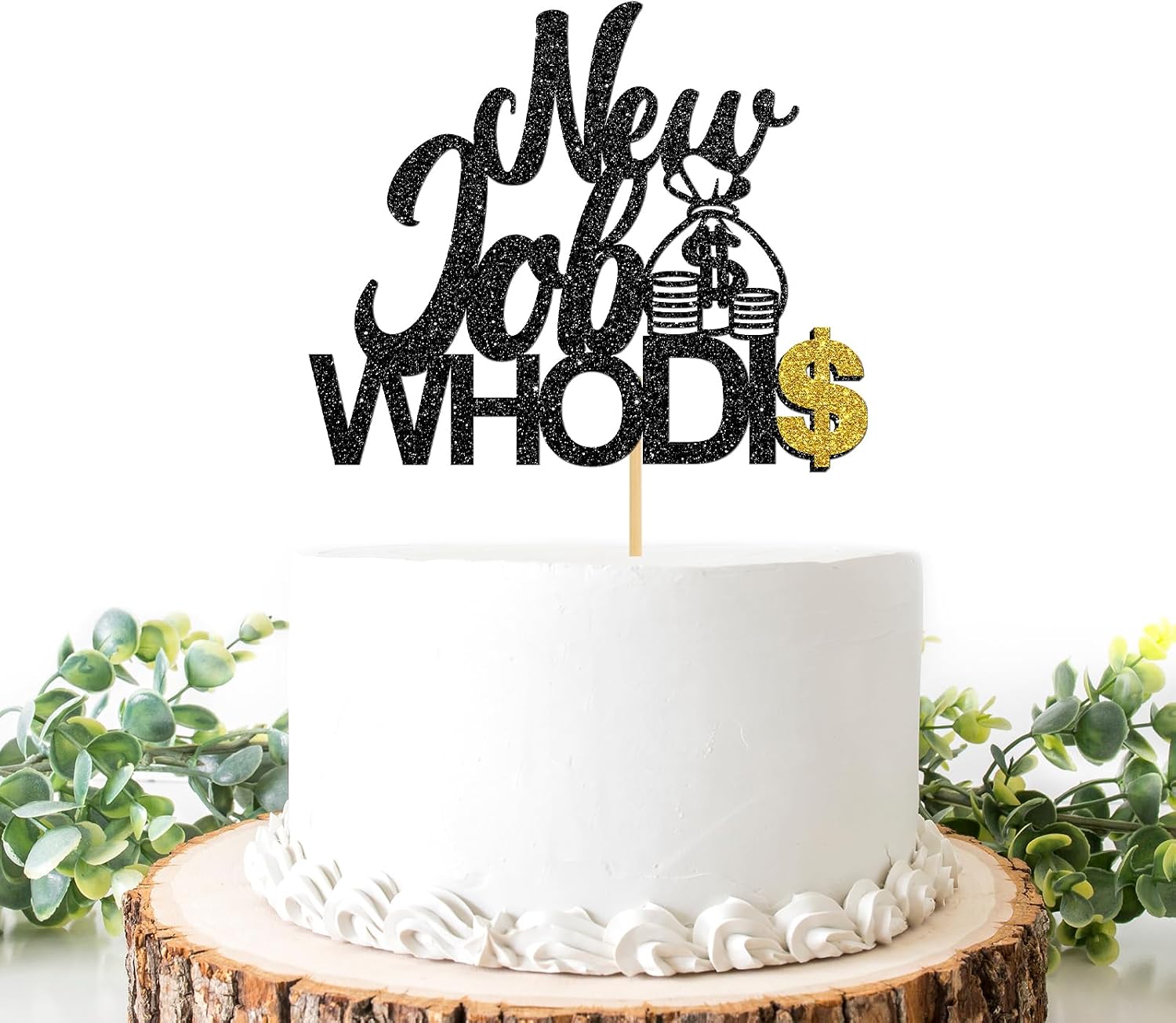 New Job Who Dis Cake Topper, Congrats New Job, Congratulations, Glittery Going Away the Beginning of a New Chapter Party Decorations Supplies