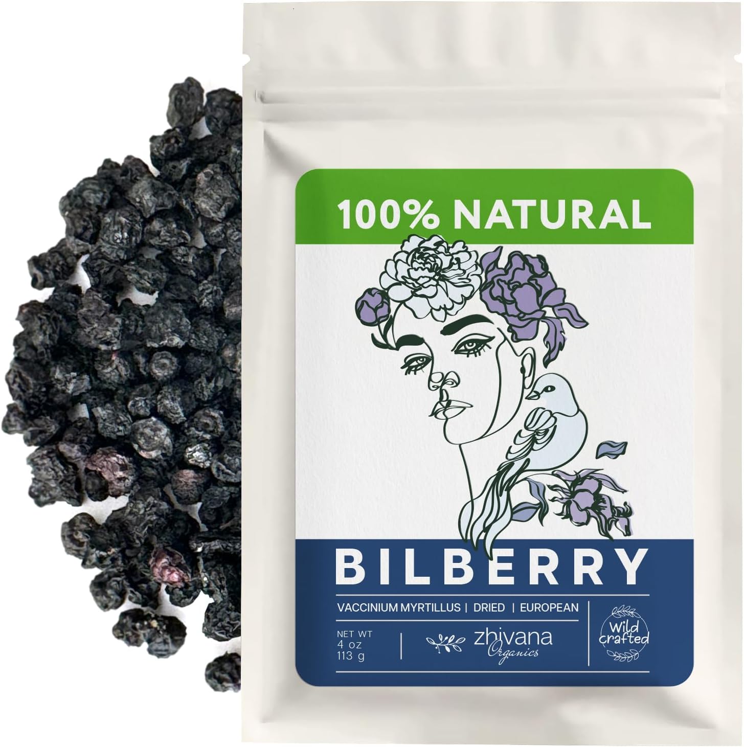Wild Bilberry Dried Fruits (4 oz.) – Bilberry Tea - Superfood berries -Whortleberry (Vaccinium myrtillus) - Antioxidant, Immunity, Heart Health