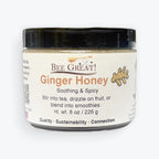 Bee Great Ginger Honey, Raw Honey with Ginger – Soothing & Spicy Sweetener for Tea & Wellness, 8 oz
