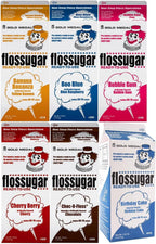 Cotton Candy Floss sugar Mix Flavors | Pack Of 6 | Blue Raspberry, Banana, Bubble Gum, Chocolate, Cherry, and Birthday Cake Flavors | 1/2 Gallon Cartons