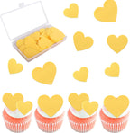 60 PCS Edible Heart Cupcake Toppers Wafer Paper Sweet Love Heart Cake Decorations Edible Wedding Engagement Cupcake Picks for Valentine's Day Wedding Bridal Shower Birthday Party Decor Supplies Gold