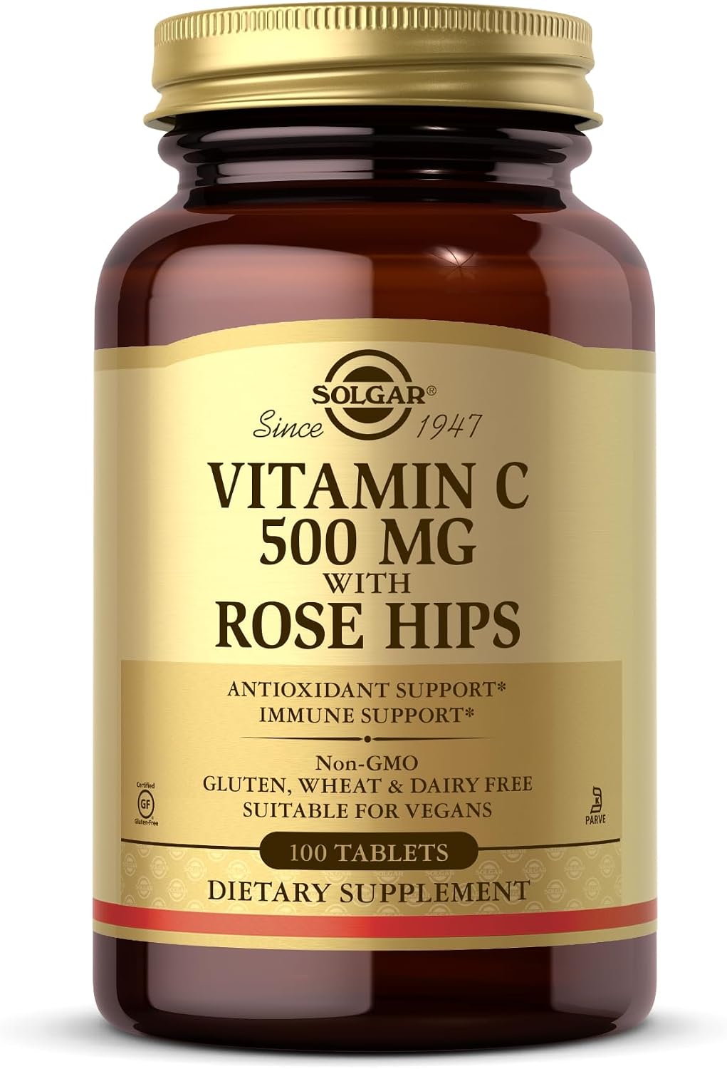 Solgar, Vitamin C 500 Mg with Rose Hips Tablets, 100 Count