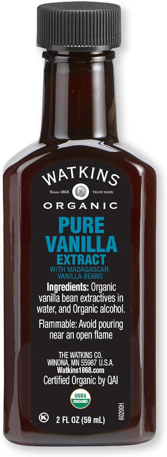 Watkins Organic Pure Vanilla Extract, with Madagascar Vanilla Beans, Non-GMO, Kosher, 2 oz. Bottle, 1-Pack
