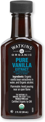 Watkins Organic Pure Vanilla Extract, with Madagascar Vanilla Beans, Non-GMO, Kosher, 2 oz. Bottle, 1-Pack