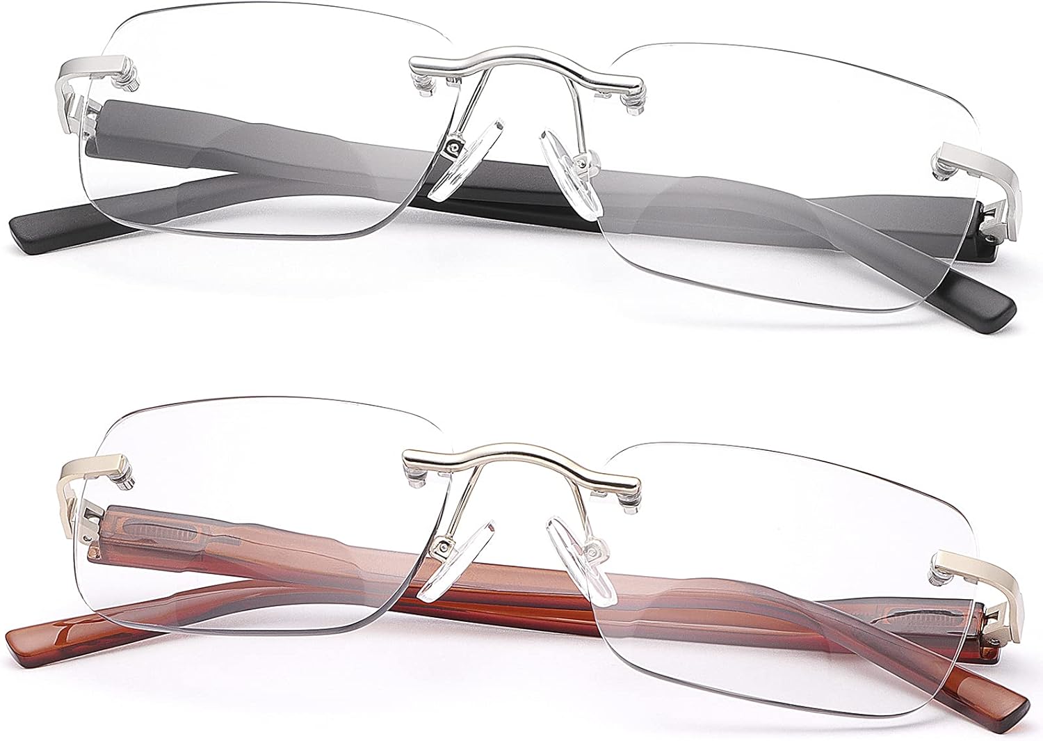 2 Pairs Transition Reading Glasses Photochromic Sunglasses UV Protection Sun Readers Anti Blue Light for Men Women