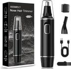 XOOMRSCP Professional Nose Hair Trimmer for Men, Rechargeable 2 in 1 Painless Ear & Nose Hair Trimmer with IPX7 Waterproof Dual-Edge Blades for Eyebrow & Facial Hair (Black)