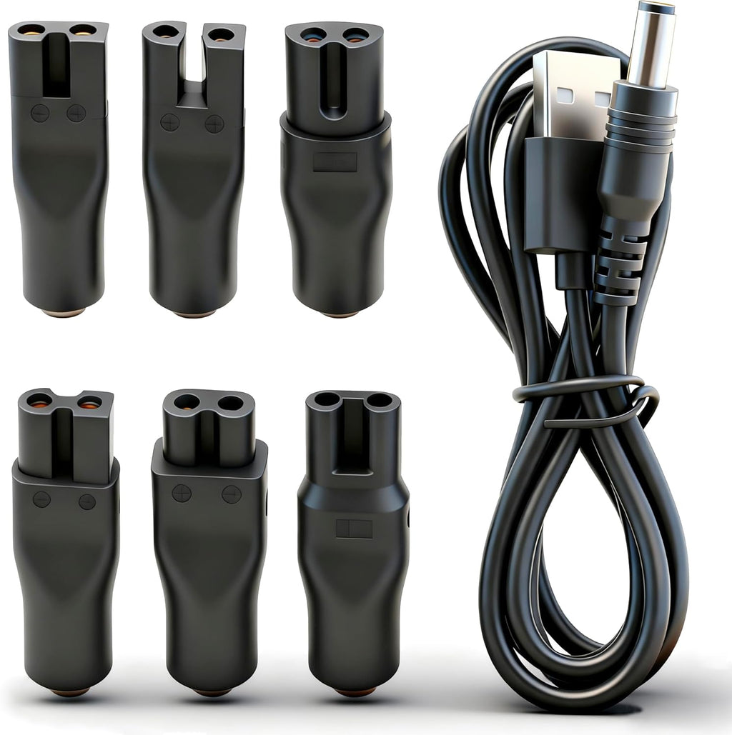 5V Charger Cord USB Adapter for Electric Hair Clippers, Beard Trimmers, Shavers, Beauty Instruments, Electric Hairdressers, Desk Lamps, Purifiers Power Supply Charging Cable 7 PCS Set