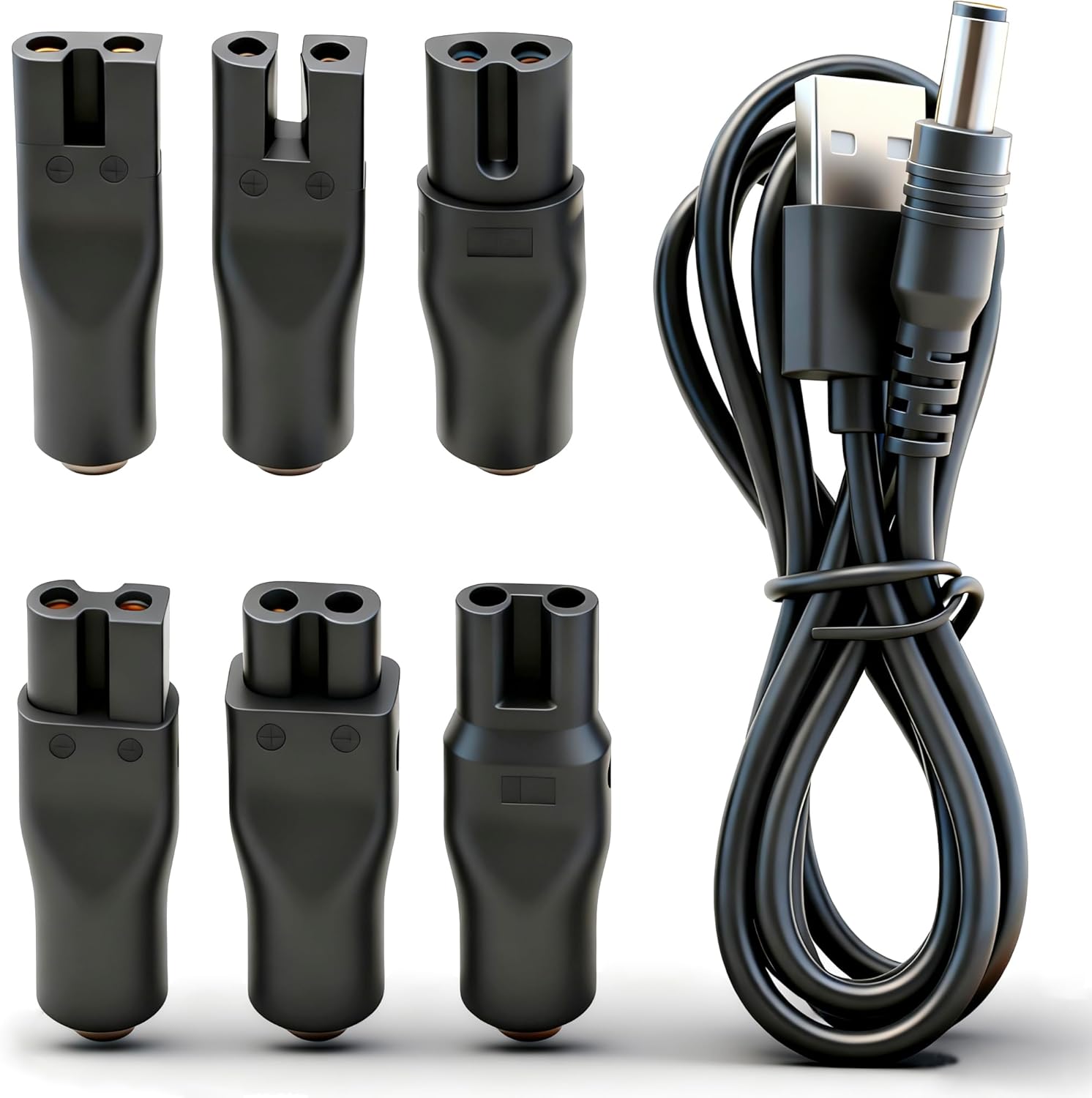5V Charger Cord USB Adapter for Electric Hair Clippers, Beard Trimmers, Shavers, Beauty Instruments, Electric Hairdressers, Desk Lamps, Purifiers Power Supply Charging Cable 7 PCS Set