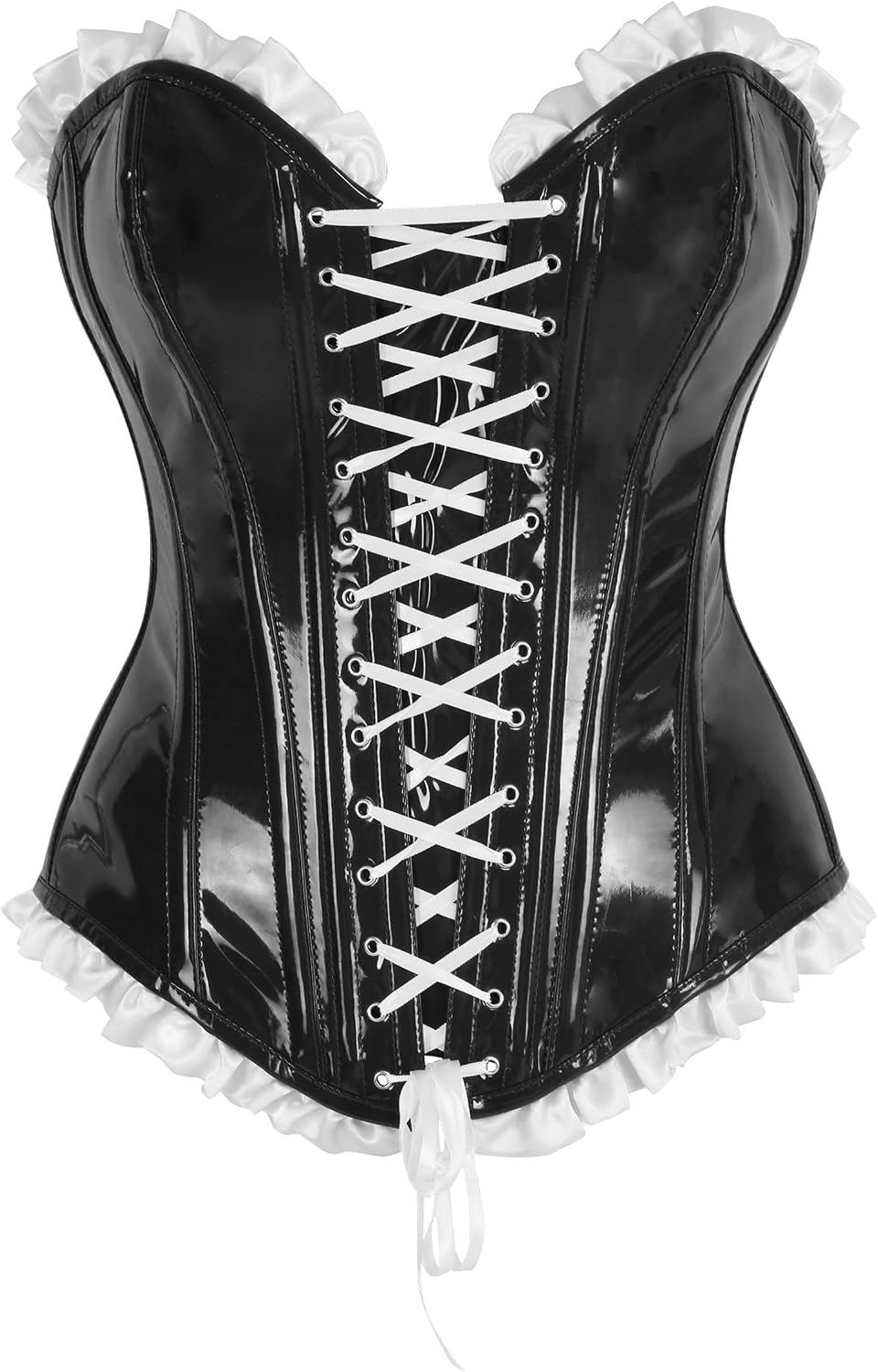 Daisy corsets Women's Daisy Corsets Womens Patent Pvc Vinyl Steel Boned Overbust Corset Waist Cincher Bustier Top
