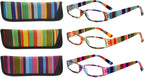 Eyekepper 3 Pairs Reading Glasses for Women Reading Striped Pattern Stylish Reading Eyeglasses