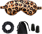 Leopard Print Sleep Eye Mask for Women & Men, Cheetah Print Satin Eye Mask for Sleeping, Light Blocking Blindfold for Deep Sleep, Nap, Travel, Yellow Leopard Eye Cover for Side Sleepers