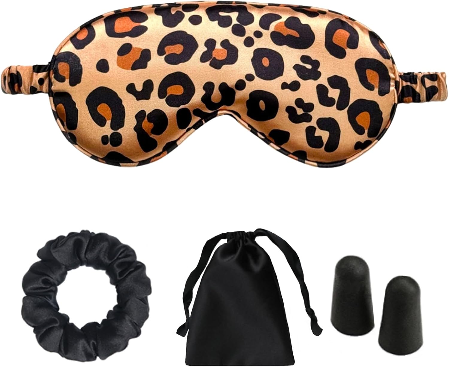Leopard Print Sleep Eye Mask for Women & Men, Cheetah Print Satin Eye Mask for Sleeping, Light Blocking Blindfold for Deep Sleep, Nap, Travel, Yellow Leopard Eye Cover for Side Sleepers