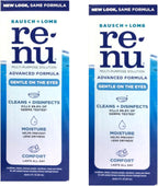 Renu Advanced Formula Multi-Purpose Solution, Gentle on Eyes, Cleans & Disinfects, Moisturizes for Comfort, Travel Size 2 fl oz (Pack of 2)