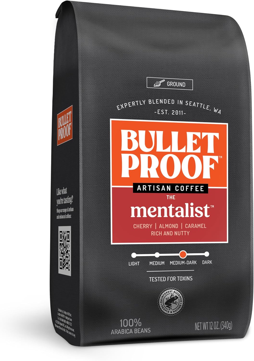 Bulletproof The Mentalist Medium-Dark Roast Ground Coffee, Clean Coffee Tested for Toxins, 12 Ounces