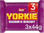 Yorkie Raisin and Biscuit Chocolate Multipack, 3 x 44 g