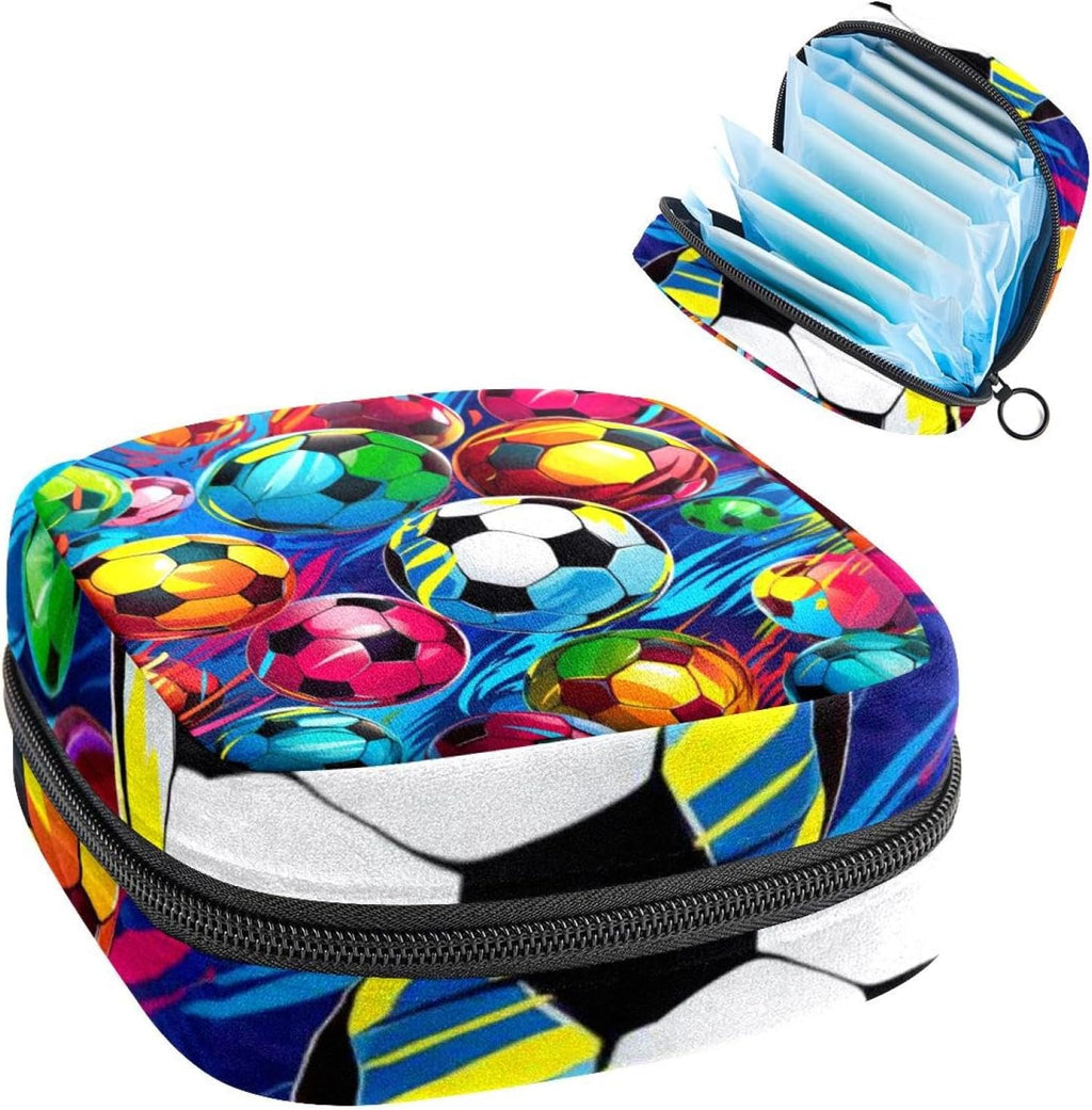 Tampons Collect Bags for Women Girls, Sanitary Napkin Storage Disposal Pouch, Lightweight Menstrual Cup Bag Soccer Football