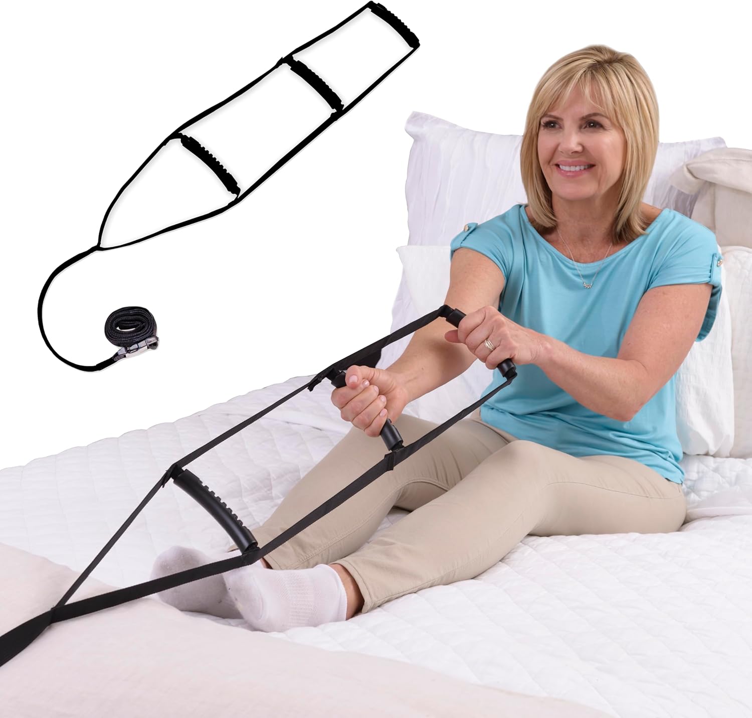 Stander BedCaddie, Pull-Up Assist Bed-Ladder with Non-Slip Handles for Adults, Seniors, and Elderly, Adjustable Length Bed-Lift, Sit Up Helper Bed-Assist, Mobility Aid for Handicapped and Injured