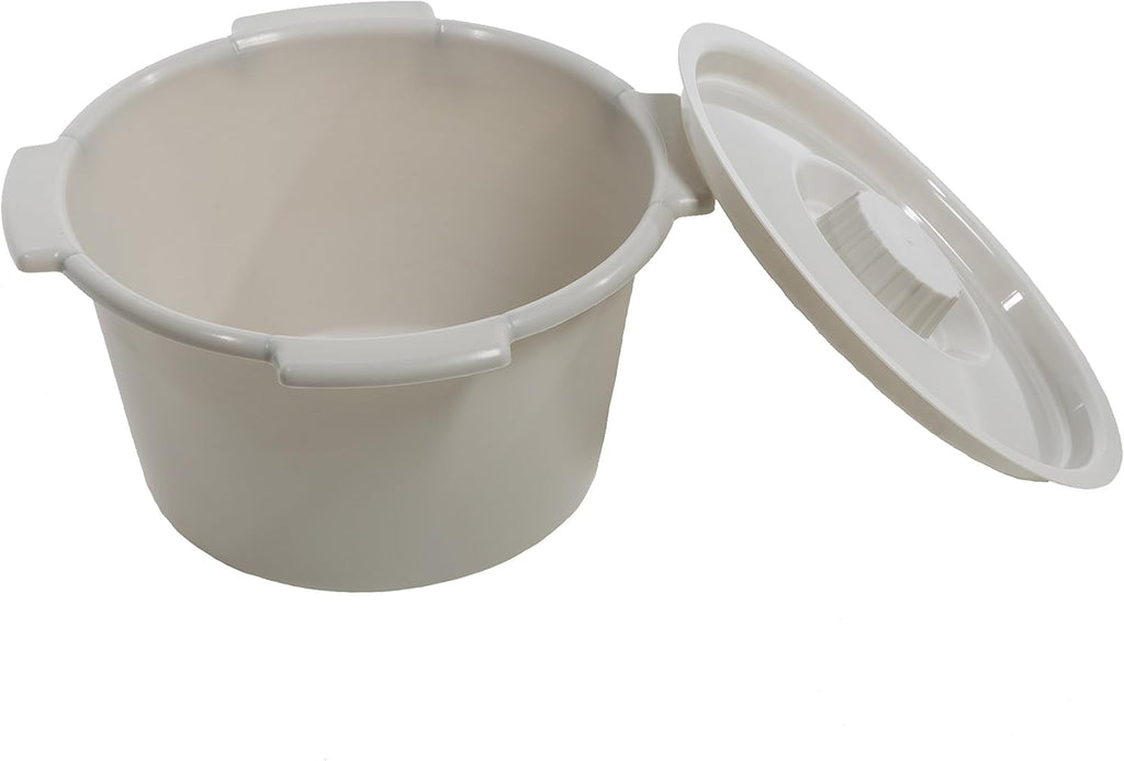 PCP Half Pail for Commode Chair with Lid, White, 6 Quart with 1.5 Gallon Capacity