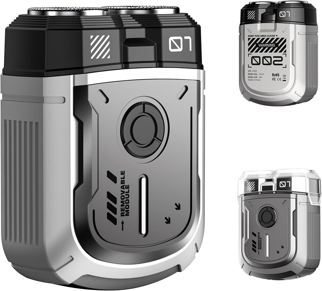 Mini Shaver, Portable Travel Shaver, Mini Rotary Shavers for Men, Dual Blades IPX7 Waterproof Cordless USB Rechargeable Electric Razor Trimmer