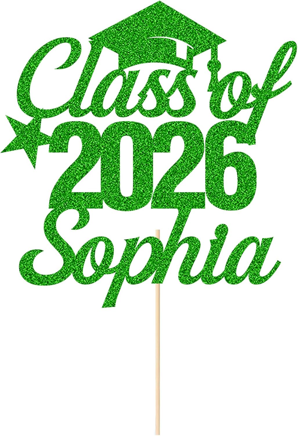 Personalized Graduation Cake Topper Class Of 2026 Cake Toppers Graduation Gifts Congrats Cake Topper Finish School Graduate Party Decor with Any Name (Green)