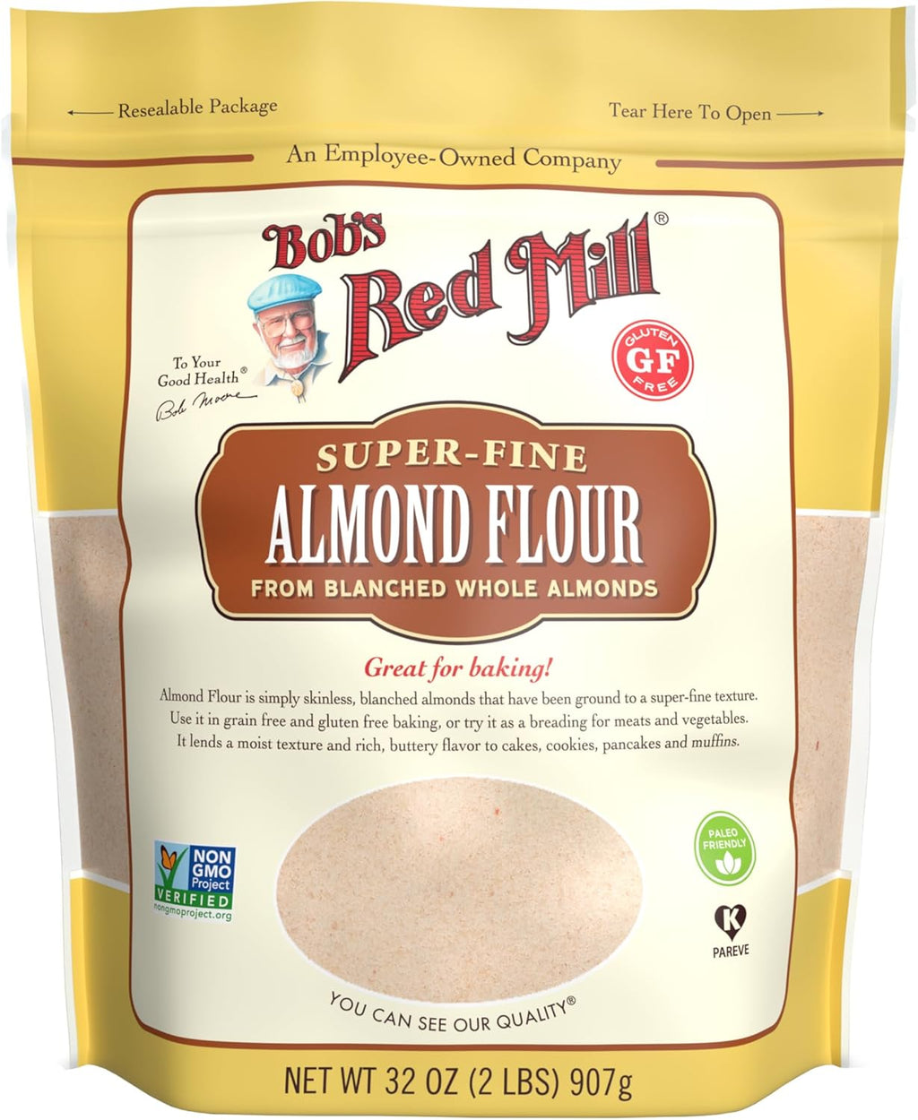 Bob's Red Mill Blanched Almond Flour, Finely Sifted - 2 Pound (Pack of 1) - Non-GMO, Gluten Free, Paleo, Vegan, Keto Friendly